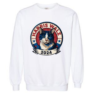 Harris Walz 2024 Funny Cat Election Kamala Harris Tim Waltz Garment-Dyed Sweatshirt