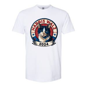 Harris Walz 2024 Funny Cat Election Kamala Harris Tim Waltz Softstyle CVC T-Shirt