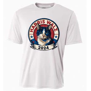 Harris Walz 2024 Funny Cat Election Kamala Harris Tim Waltz Cooling Performance Crew T-Shirt