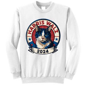 Harris Walz 2024 Funny Cat Election Kamala Harris Tim Waltz Sweatshirt