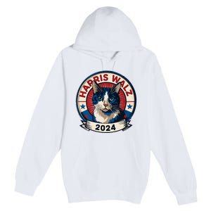 Harris Walz 2024 Funny Cat Election Kamala Harris Tim Waltz Premium Pullover Hoodie