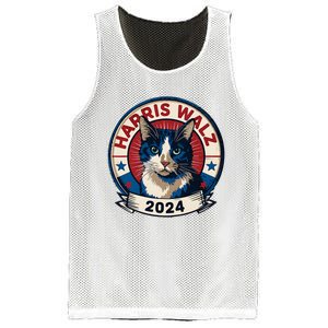 Harris Walz 2024 Funny Cat Election Kamala Harris Tim Waltz Mesh Reversible Basketball Jersey Tank