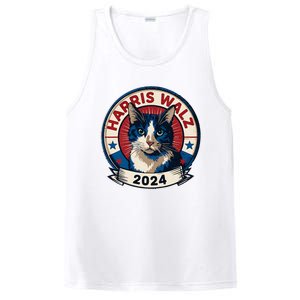 Harris Walz 2024 Funny Cat Election Kamala Harris Tim Waltz PosiCharge Competitor Tank