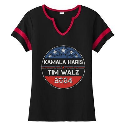 Harris Walz 2024 For President Patriotic Kamala Waltz 2024 Ladies Halftime Notch Neck Tee