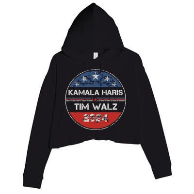 Harris Walz 2024 For President Patriotic Kamala Waltz 2024 Crop Fleece Hoodie