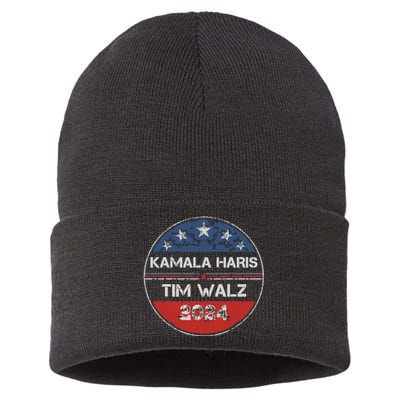 Harris Walz 2024 For President Patriotic Kamala Waltz 2024 Sustainable Knit Beanie