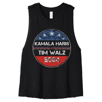 Harris Walz 2024 For President Patriotic Kamala Waltz 2024 Women's Racerback Cropped Tank