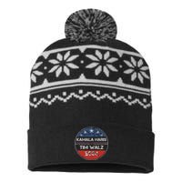 Harris Walz 2024 For President Patriotic Kamala Waltz 2024 USA-Made Snowflake Beanie