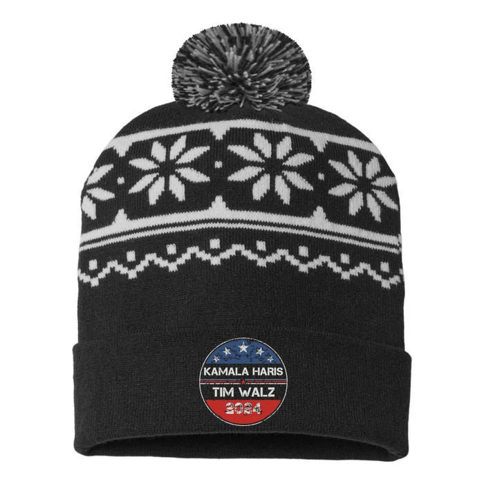 Harris Walz 2024 For President Patriotic Kamala Waltz 2024 USA-Made Snowflake Beanie