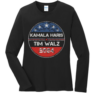 Harris Walz 2024 For President Patriotic Kamala Waltz 2024 Ladies Long Sleeve Shirt