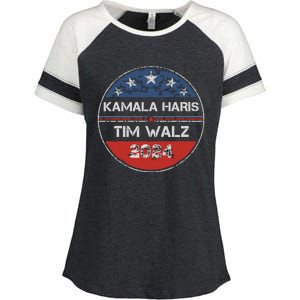 Harris Walz 2024 For President Patriotic Kamala Waltz 2024 Enza Ladies Jersey Colorblock Tee