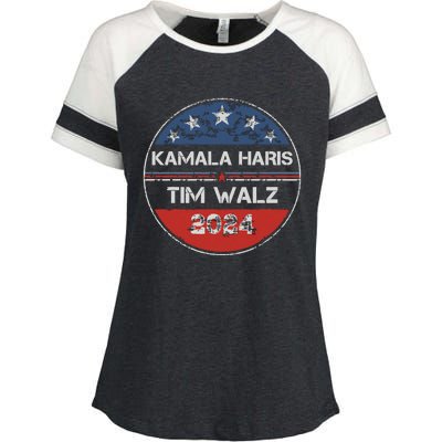 Harris Walz 2024 For President Patriotic Kamala Waltz 2024 Enza Ladies Jersey Colorblock Tee