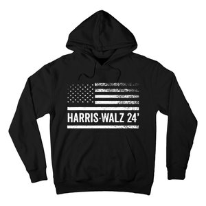 Harris Walz 2024 Election Kamala Tim Waltz American Flag Hoodie