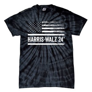 Harris Walz 2024 Election Kamala Tim Waltz American Flag Tie-Dye T-Shirt