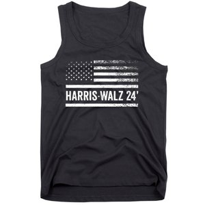 Harris Walz 2024 Election Kamala Tim Waltz American Flag Tank Top