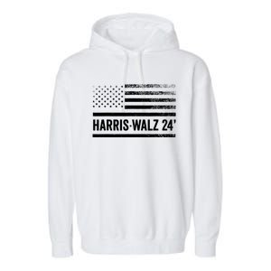 Harris Walz 2024 Election Kamala Tim Waltz American Flag Garment-Dyed Fleece Hoodie