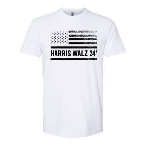 Harris Walz 2024 Election Kamala Tim Waltz American Flag Softstyle CVC T-Shirt