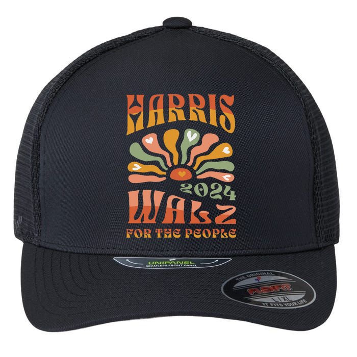 Harris Walz 2024 Election President Kamala Harris Tim Waltz Flexfit Unipanel Trucker Cap