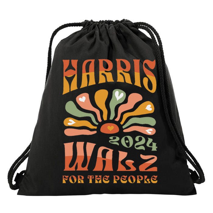 Harris Walz 2024 Election President Kamala Harris Tim Waltz Drawstring Bag