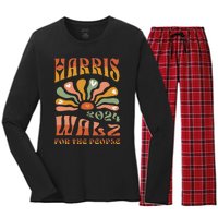 Harris Walz 2024 Election President Kamala Harris Tim Waltz Women's Long Sleeve Flannel Pajama Set 