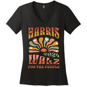 Harris Walz 2024 Election President Kamala Harris Tim Waltz Women's V-Neck T-Shirt