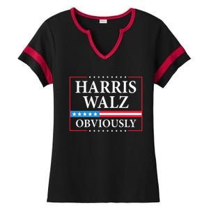 Harris Waltz 2024 Obviously Kamala Harris Tim Walz 2024 Ladies Halftime Notch Neck Tee