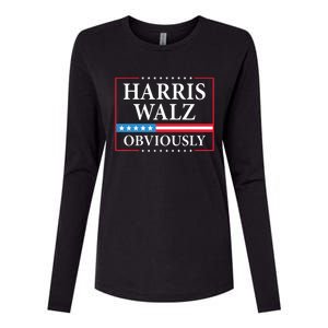 Harris Waltz 2024 Obviously Kamala Harris Tim Walz 2024 Womens Cotton Relaxed Long Sleeve T-Shirt