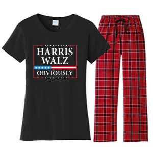 Harris Waltz 2024 Obviously Kamala Harris Tim Walz 2024 Women's Flannel Pajama Set