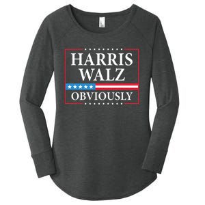 Harris Waltz 2024 Obviously Kamala Harris Tim Walz 2024 Women's Perfect Tri Tunic Long Sleeve Shirt