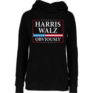 Harris Waltz 2024 Obviously Kamala Harris Tim Walz 2024 Womens Funnel Neck Pullover Hood