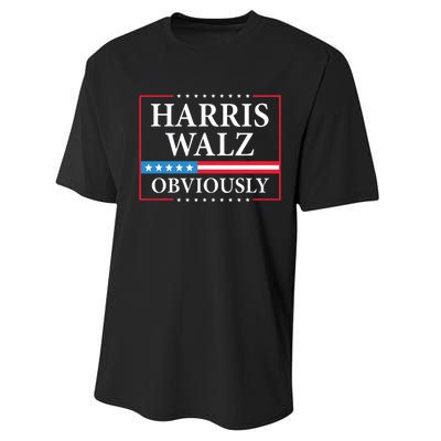 Harris Waltz 2024 Obviously Kamala Harris Tim Walz 2024 Performance Sprint T-Shirt