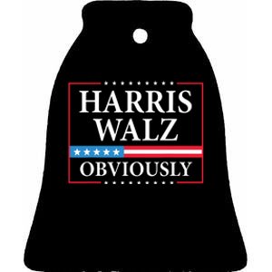 Harris Waltz 2024 Obviously Kamala Harris Tim Walz 2024 Ceramic Bell Ornament