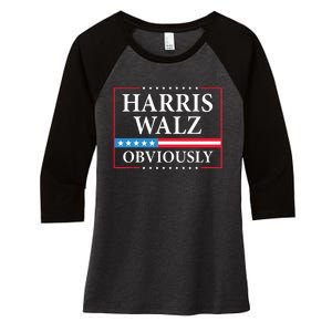 Harris Waltz 2024 Obviously Kamala Harris Tim Walz 2024 Women's Tri-Blend 3/4-Sleeve Raglan Shirt