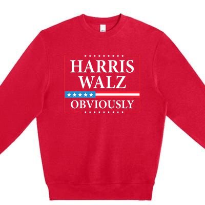 Harris Waltz 2024 Obviously Kamala Harris Tim Walz 2024 Premium Crewneck Sweatshirt