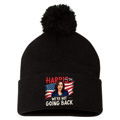 Harris Walz 2024 Kamala Harris 2024 Tim Walz 2024 Usa Flag Pom Pom 12in Knit Beanie