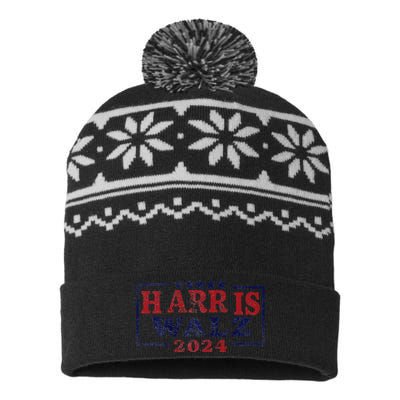 Harris Waltz 2024 Election Kamala Harris Tim Waltz 2024 Raglan USA-Made Snowflake Beanie