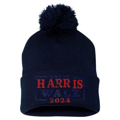 Harris Waltz 2024 Election Kamala Harris Tim Waltz 2024 Raglan Pom Pom 12in Knit Beanie