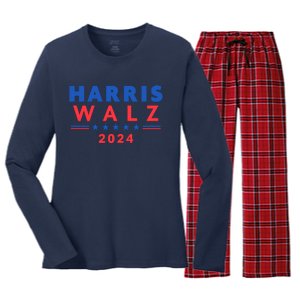 Harris Walz 2024 Election Women's Long Sleeve Flannel Pajama Set 