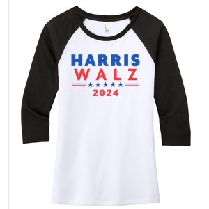 Harris Walz 2024 Election Women's Tri-Blend 3/4-Sleeve Raglan Shirt