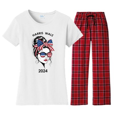 Harris Waltz 24 Election Kamala Harris Tim Waltz 2024 Women's Flannel Pajama Set