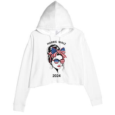 Harris Waltz 24 Election Kamala Harris Tim Waltz 2024 Crop Fleece Hoodie