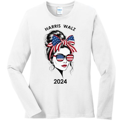 Harris Waltz 24 Election Kamala Harris Tim Waltz 2024 Ladies Long Sleeve Shirt