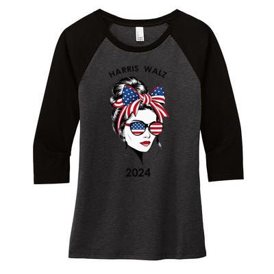 Harris Waltz 24 Election Kamala Harris Tim Waltz 2024 Women's Tri-Blend 3/4-Sleeve Raglan Shirt