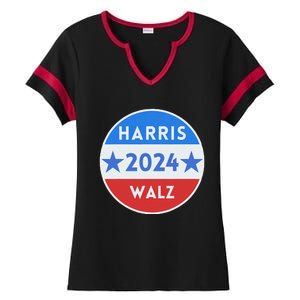 Harris Walz 2024 Kamala Harris 2024 Tim Walz 2024 Usa Flag Ladies Halftime Notch Neck Tee