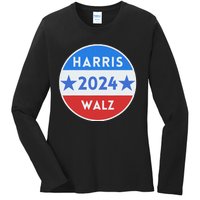 Harris Walz 2024 Kamala Harris 2024 Tim Walz 2024 Usa Flag Ladies Long Sleeve Shirt