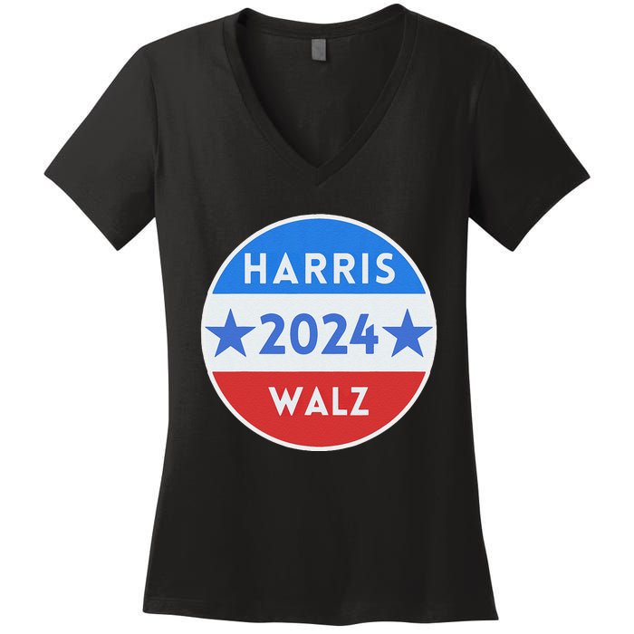 Harris Walz 2024 Kamala Harris 2024 Tim Walz 2024 Usa Flag Women's V-Neck T-Shirt