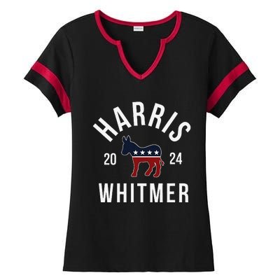 Harris Whitmer 2024 Vote Kamala Harris Gretchen Whitmer 24 Ladies Halftime Notch Neck Tee