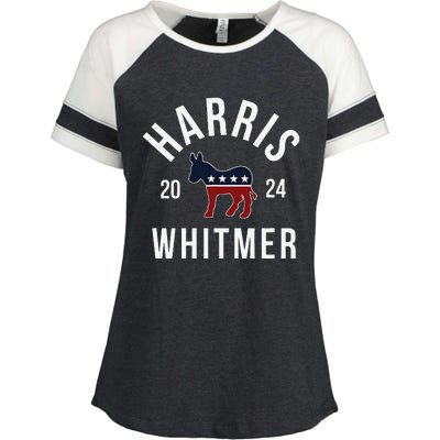 Harris Whitmer 2024 Vote Kamala Harris Gretchen Whitmer 24 Enza Ladies Jersey Colorblock Tee