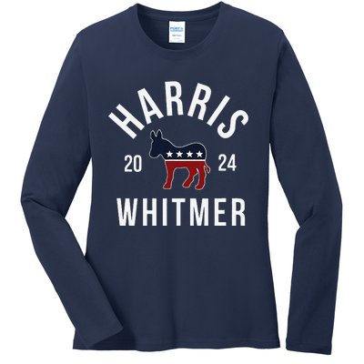 Harris Whitmer 2024 Vote Kamala Harris Gretchen Whitmer 24 Ladies Long Sleeve Shirt