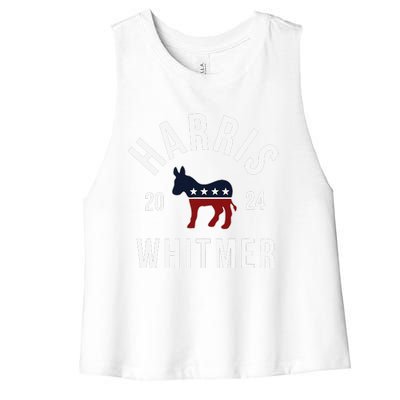 Harris Whitmer 2024 Vote Kamala Harris Gretchen Whitmer 24 Women's Racerback Cropped Tank